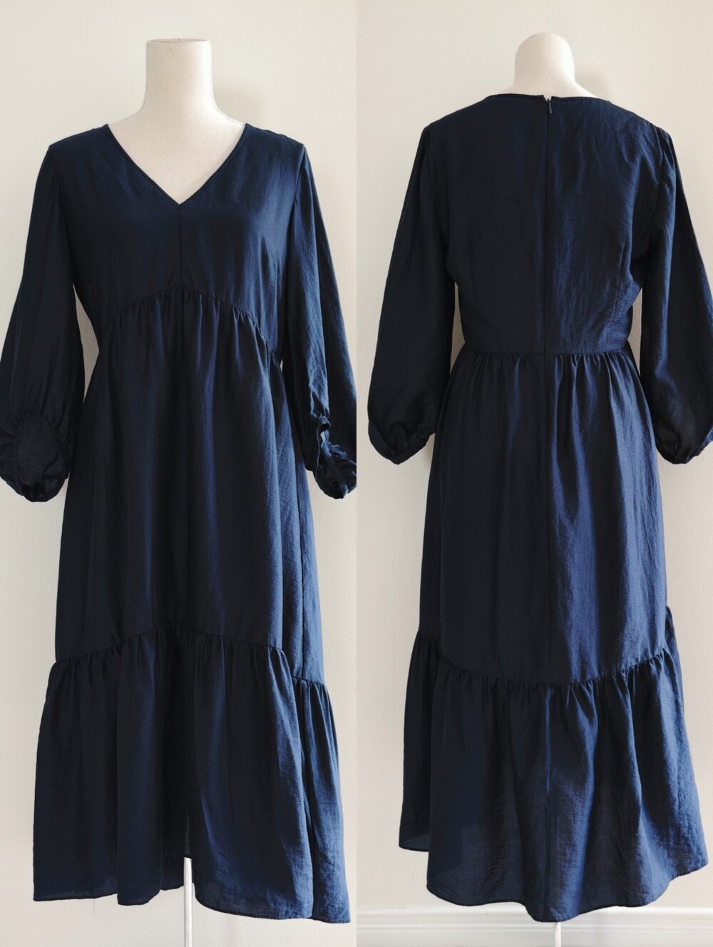 Like New Club Monaco Easy Midi Tiered Dress In Navy - Picture 4 of 16
